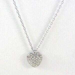 FOSSIL Pavé Heart Charm Pendant Silver Chain Necklace